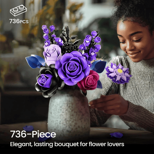 Build MOC Purple Rose Botanical Building Block Set - Totally Addictive