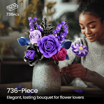 Build MOC Purple Rose Botanical Building Block Set - Totally Addictive