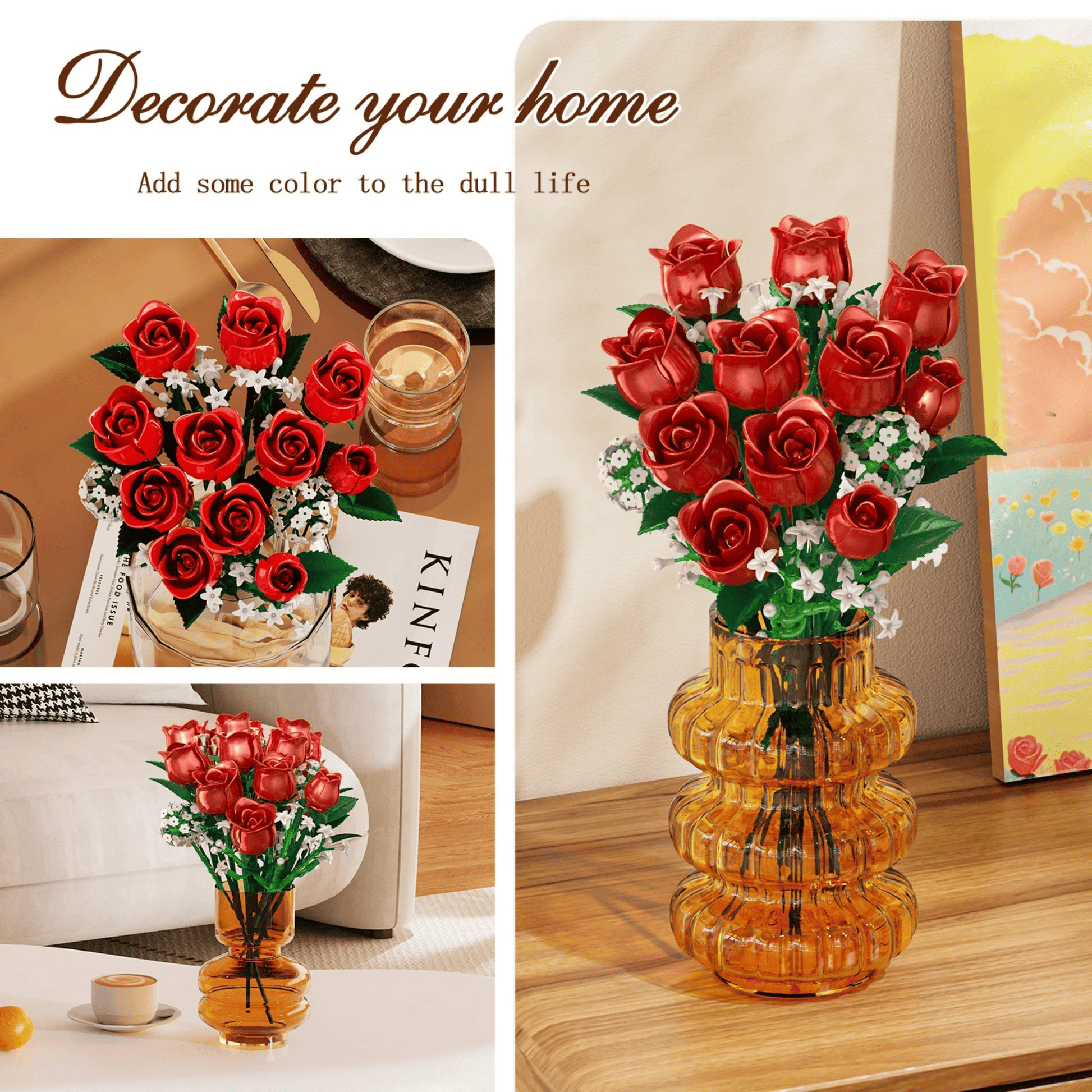 AliExpress Lego Flowers Blocks - Red Roses