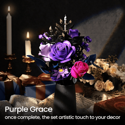 Build MOC Purple Rose Botanical Building Block Set - Totally Addictive