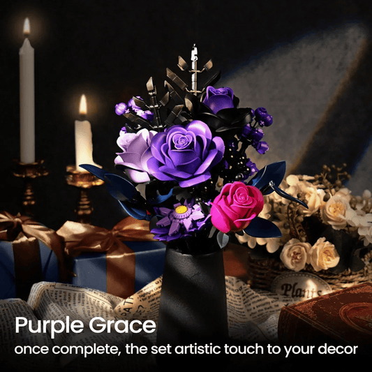 Build MOC Purple Rose Botanical Building Block Set - Totally Addictive