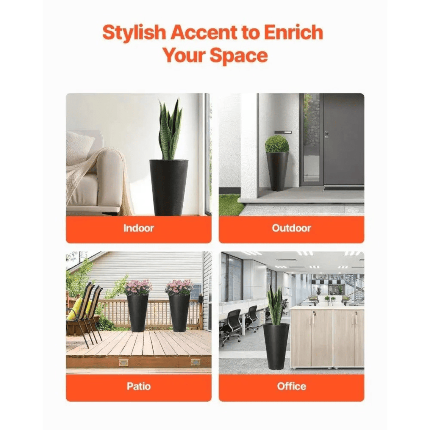 Set of 2 Tall Round Planters