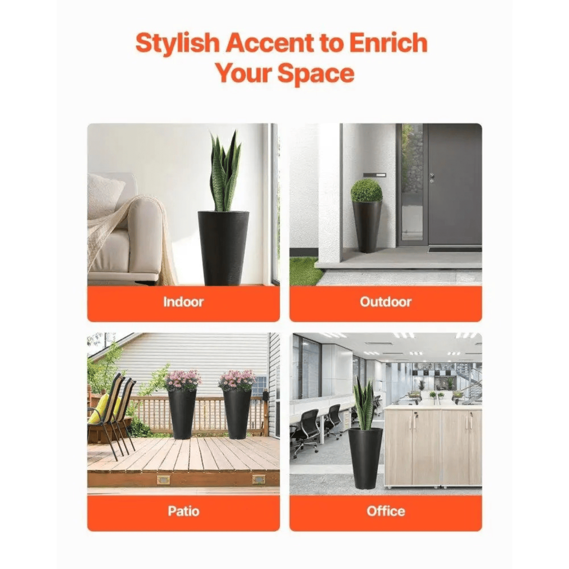 Set of 2 Tall Round Planters